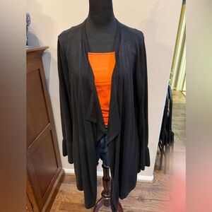 White House Black Market Black Shimmer Open-Front Draped Cardigan